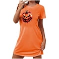 thumbnail image 3 of Pyjamas d'Halloween pour Femmes, Grande Taille, Robe de Nuit Courte avec Imprimé Poitrine et Col Rond, Tissu Polyester Doux pour un Sommeil Confortable Ou Tenue Décontractée, 3 of 3