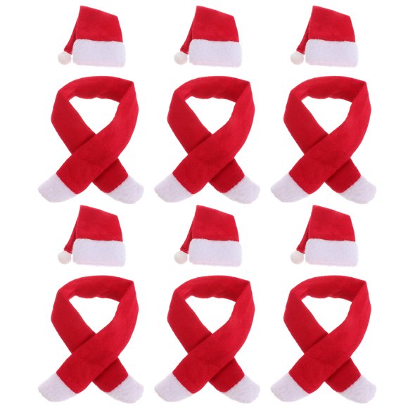 Juego de 6 fundas para botellas de vino con gorro y bufanda de Navidad, bonitas botellas rojas, decoración de mesa de cena de Nochebuena para el hogar, hotel, fiesta (sombrero, bufanda)
