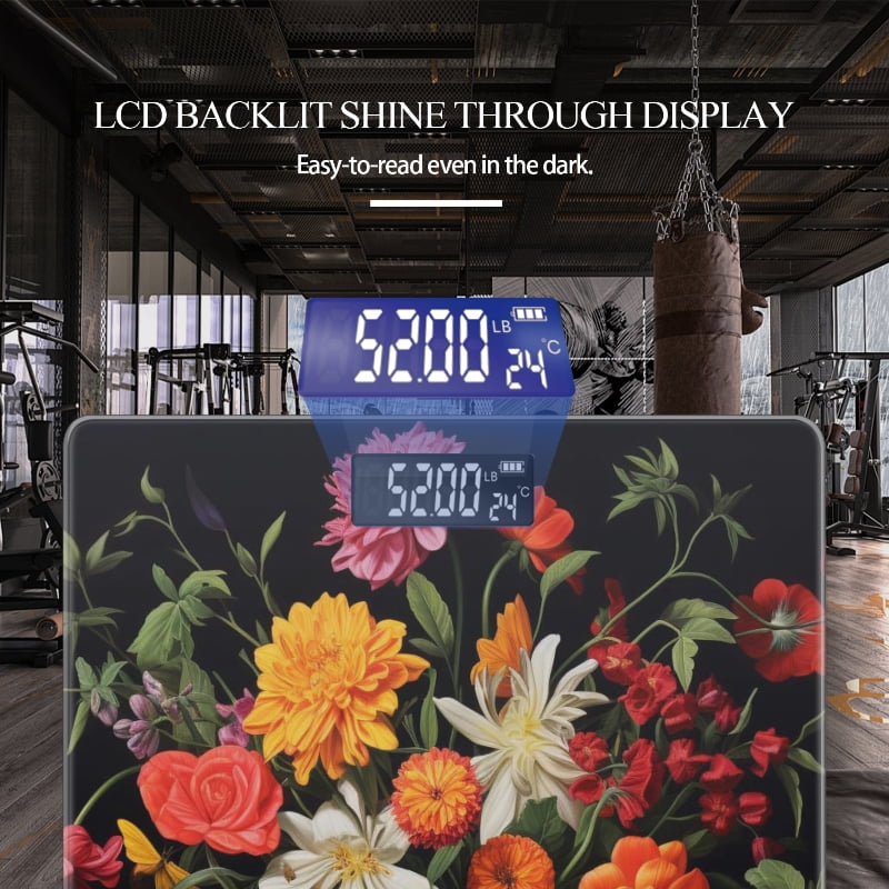 Digital Bathroom Scale with Large LCD Display,High Capacity Scale 400 lbs High Precision body fat scale-Vibrant Painting Of Colorful Flowers In Full Bloom