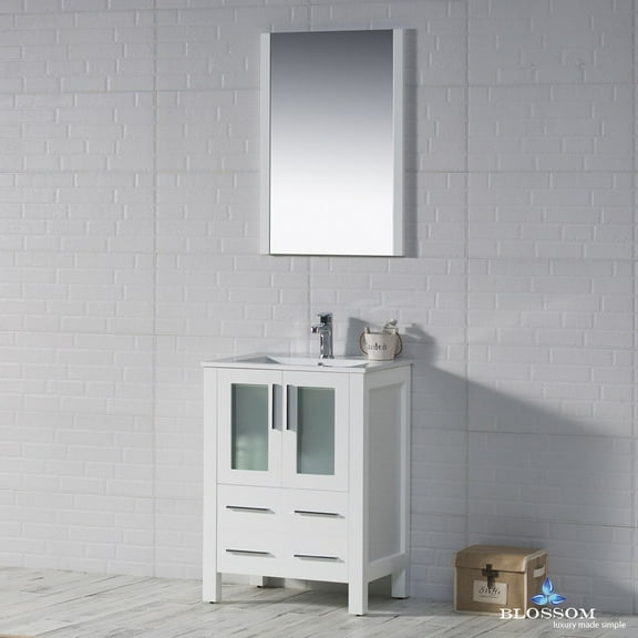 Sydney 24" w/ Mirror (Glossy White)