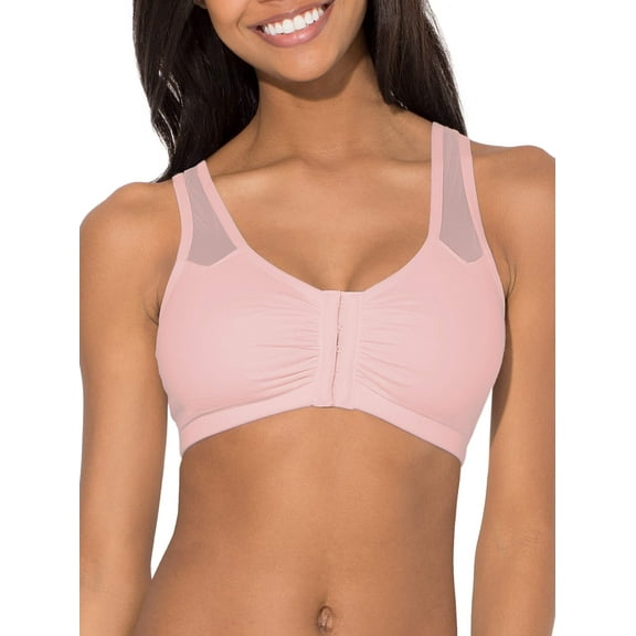 Fruit of the Loom Womens Comfort Front Close Sport Bra with Mesh Straps, Style FT715