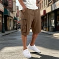 thumbnail image 2 of XFeng Men Black Cargo Shorts Zipper Button Pockets Loose Knee‑Length Casual Outdoor Shorts, 2 of 6