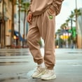 thumbnail image 5 of Dalix Alien Embroidery Relaxed Sweatsuit Set Crewneck Jogger Soft Fleece Relaxed Fit Lounge Mens in Camel L Large, 5 of 5
