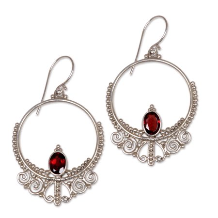 NOVICA Garnet dangle earrings, 'Queen of Java'