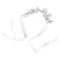 thumbnail image 3 of Diadema de cristal para novia, diseño exquisito de hojas y flores, cinta suave para la cabeza para bodas, cumpleaños y fiestas, color dorado, 3 of 15