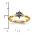 thumbnail image 2 of 2.5mm 14k Solid Yellow Gold Stackable Created Sapphire Star Ring Size 7 Stackable Ring for Women, 2 of 2