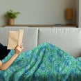 thumbnail image 3 of Abstract Soft Flannel Fleece Throw Blanket, Ornamental Flourishing Motifs in Cool Color Transitions, Cozy Plush for Indoor and Outdoor Use, 60" x 80", Sea Blue Jade Green, by Ambesonne, 3 of 5