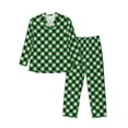thumbnail image 1 of Fotbe Green Argyle Plaid Pijama de Hombre con Estampado de Manga Larga, Conjunto de 2 Piezas, Ropa de Dormir Suave y Cómoda con Bolsillos-X-Large, 1 of 7