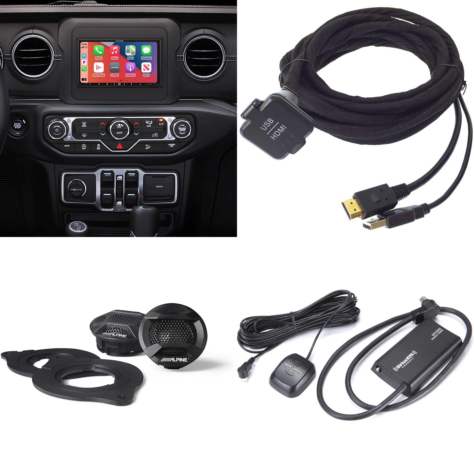 Alpine i407-WRA-JL KCU-315UH USB / HDMI Extension Cable w/ SPV-10TW-WRA & SXV300v1 Satellite Radio Tuner Compatible With Gladiator (JT) 2020+