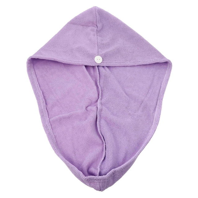 Toalla de microfibra para secar el cabello con hebilla ajustable, gorro de secado rápido para mujer, color morado.