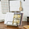 thumbnail image 3 of MyGift Rustic Torched Wood and Black Metal Cookbook Stand Holder, Brown, 3 of 6