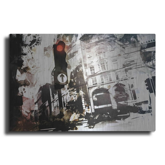 Luxe Metal Art 'Traffic' by Jonathan Lam, Metal Wall Art, 24"x16"