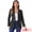 Black, variant on DARING DIVA Women's Notched Lapel Denim Blazer Work Long Sleeve Pad Jean Jackets XS Dark Blue