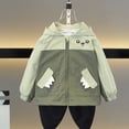 thumbnail image 5 of Rain Jackets For Boys Girls Cute Casual Fall Fashion Windbreaker Outwear Hooded Front Zip Coat With Pockets (12 Months, Army Green), 5 of 9
