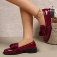 thumbnail image 6 of Miluxas Walking Loafers for Women Dressy Bow Leather Square Toe Slip on Shoes Red 9.5(43), 6 of 9