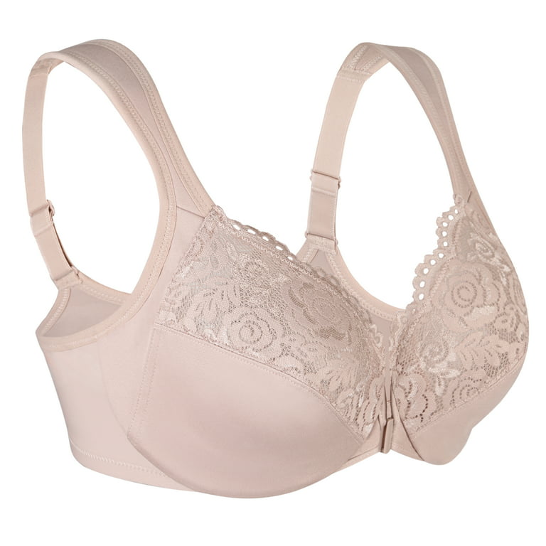 Front Closure Bra for Womens Plus Size Support Underwire Bra Full Coverage  for 38D-46DDD Cup - Beige-1 - CU195QDNKWM