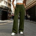 thumbnail image 2 of ZHYou No Boundarie Sweatpants for Women Wide Leg Side Tied High Waist Soft Comfy Baggy Fit Pull On Pants with Pockets,Army Green,Size S, 2 of 7
