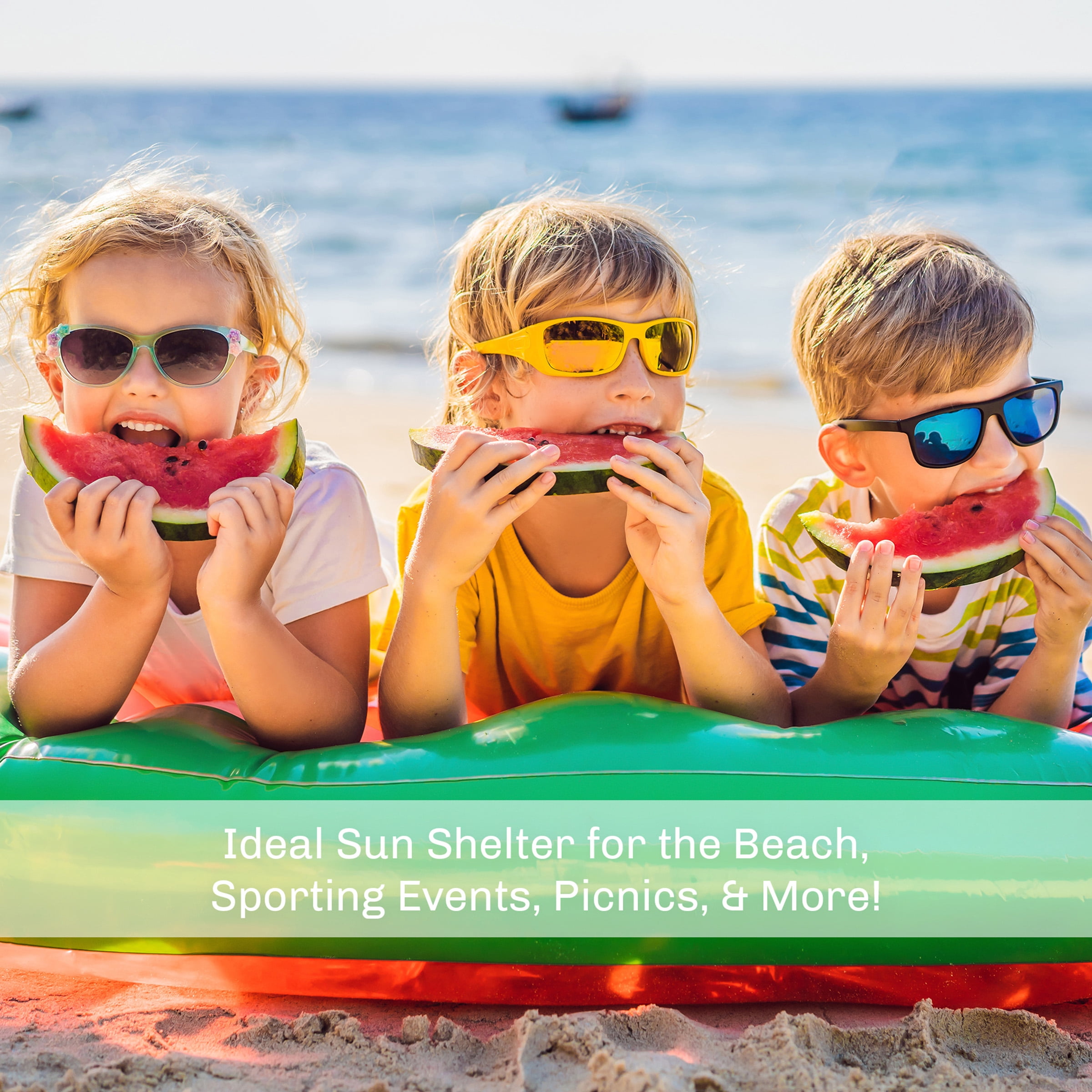 Beach Tent Sun Shelter- Sport Umbrella, UV Protection, Zip Up Porch for Privacy & Carry Bag- Shade for Families, Kids & Baby by Wakeman Outdoors