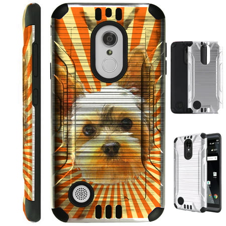 For LG Aristo 2 / LG Tribute Dynasty / LG K8 (2018) / LG Fortune 2 / LG Zone 4 (2018) Case Brushed Metal Texture Hybrid TPU Silver Guard Phone Cover (Best Brush For Yorkie)