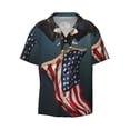 thumbnail image 3 of Cauagu American Flag Men's Short Sleeve Button Down Hawaiian Shirt for Men Bowling Shirts Casual Summer Beach Shirt,Small, 3 of 6