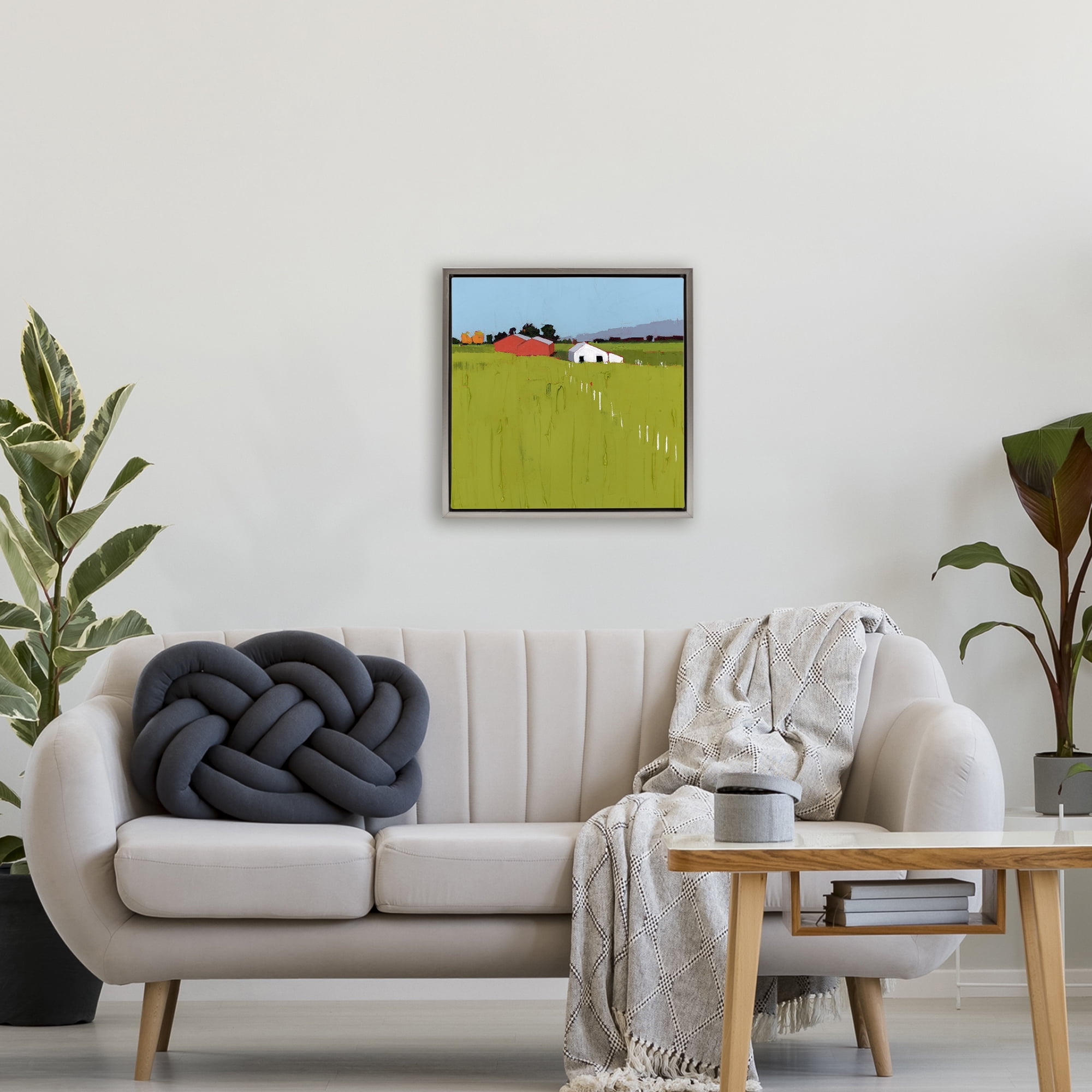 Pastoral Fence Line Gray Framed Floater Canvas Wall Art, design by Ruth LaGue