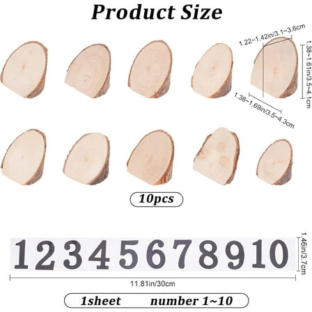1set 1-10 Wedding Table Numbers Wood Slice Wedding Table Centerpieces Wood Base Wedding Table Number Holder for Arts Crafts Wall Decor Wedding Projects
