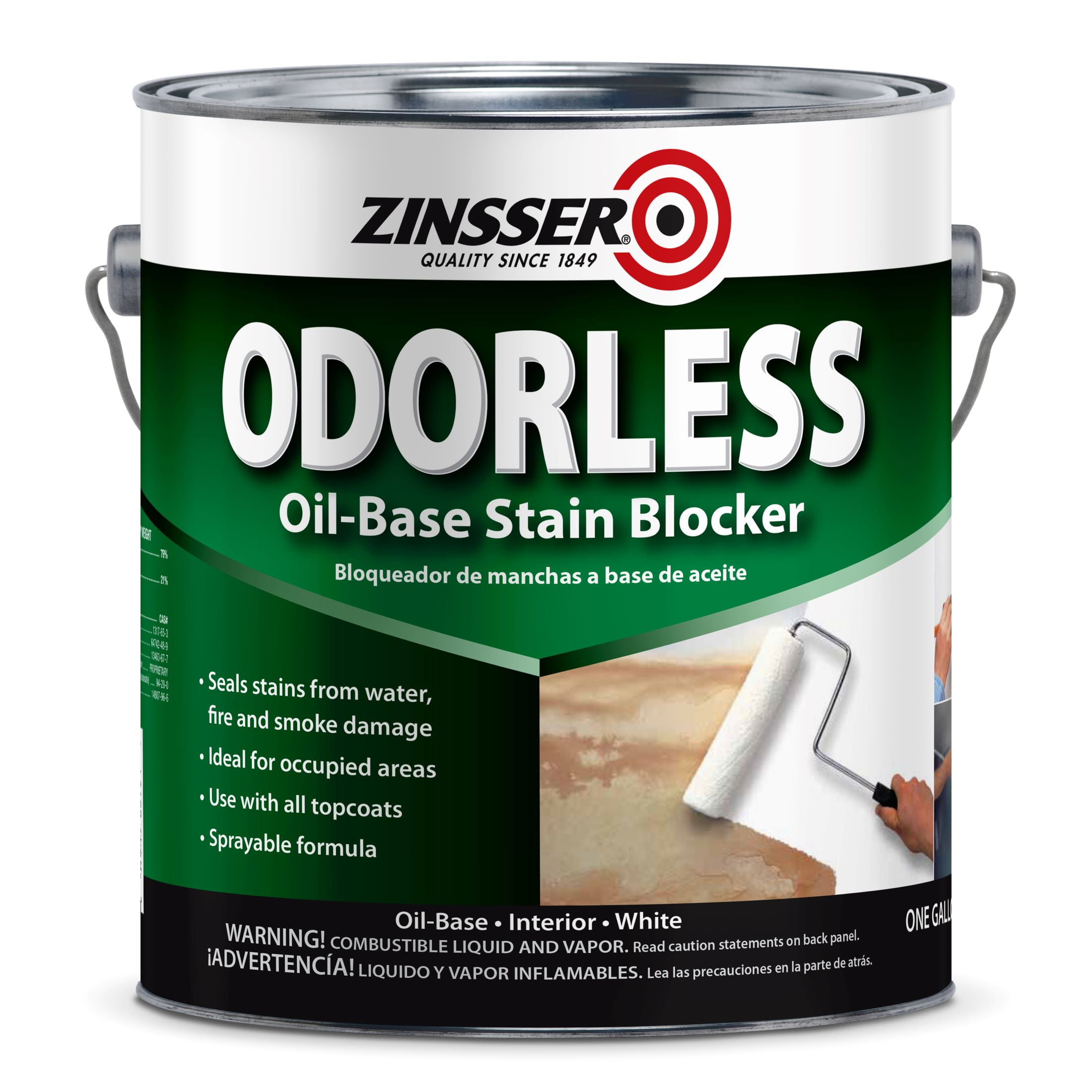 2 Pack, White, Zinsser Odorless Oil-Base Interior Stain Blocker Primer- 391325, 1 Gallon