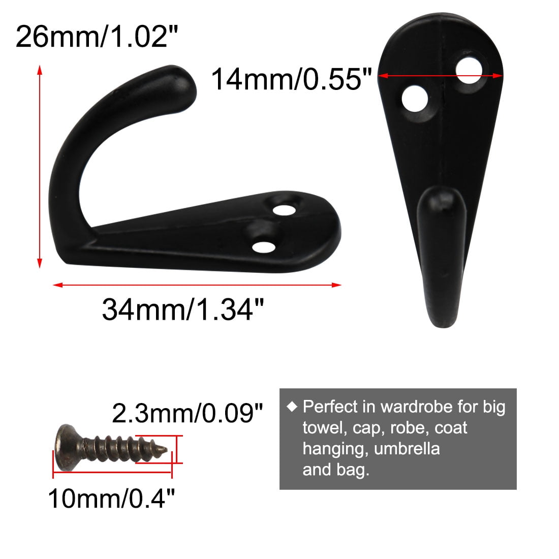 Unique Bargains 4pcs Robe Hook Metal Vintage Design Wall-mounted Hooks for Towel and Keys