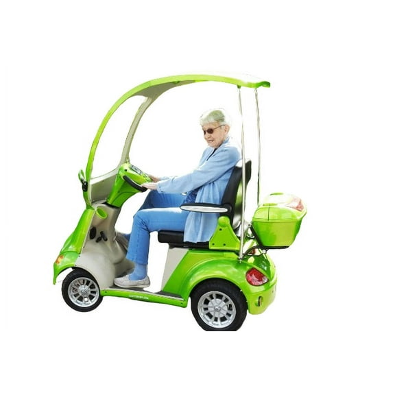 Four Wheels Electric Golf Cart with Canopy for Seniors, 60V Motorized Mobility Scooter, Drum Brakes, LCD Display, Long-Range Ride in Green