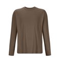 thumbnail image 4 of Men Long Sleeve Pajama Shirt Crew Neck Plain T Shirt Soft Comfort Pullover Loose Fit Lightweight Blouse Lounge Sleepwear Top, 4 of 5