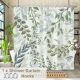 thumbnail image 4 of Green Plants Shower Curtain, Green Leaves Branch Shower Curtain Set for Bathroom, Fabric Bath Curtain with Hooks, 72x84inches, 4 of 6