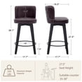 thumbnail image 6 of TEWLOSS Single Brown Counter Stool 27.5" - PU Leather Swivel with Button Tufted Back, 6 of 6