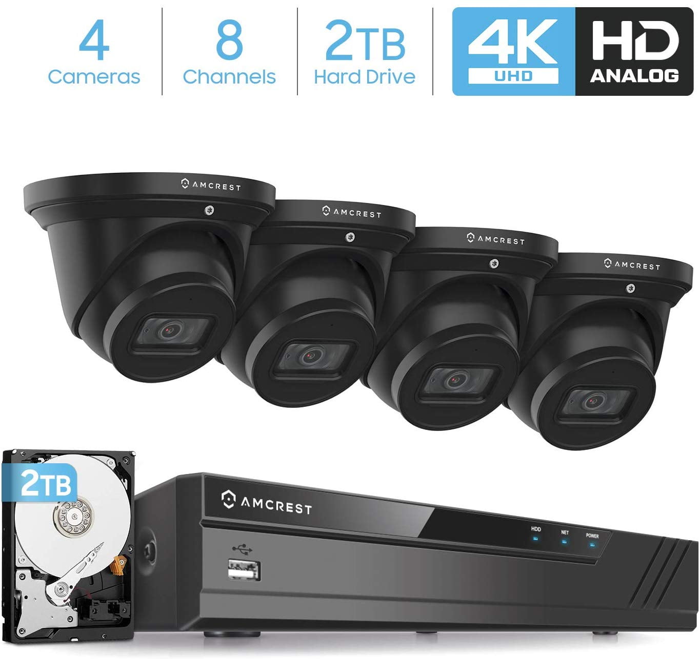 Amcrest 4K Security Camera System 8CH 8MP Video DVR with 4X 4K 8