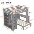 thumbnail image 4 of Full XL/Full over Twin Bunk Bed with Dismountable Lower Bed and Desk, Solid Wood Bunk Beds Frame with Built-in Shelves and Wardrobe, Can be Converted into Loft Bed, Grey, 4 of 8