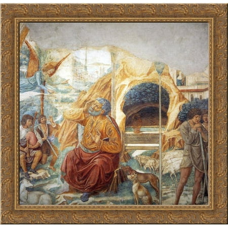 Tabernacle of the Visitation Annunciation to Joachim 20x20 Gold Ornate Wood Framed Canvas Art by Benozzo Gozzoli