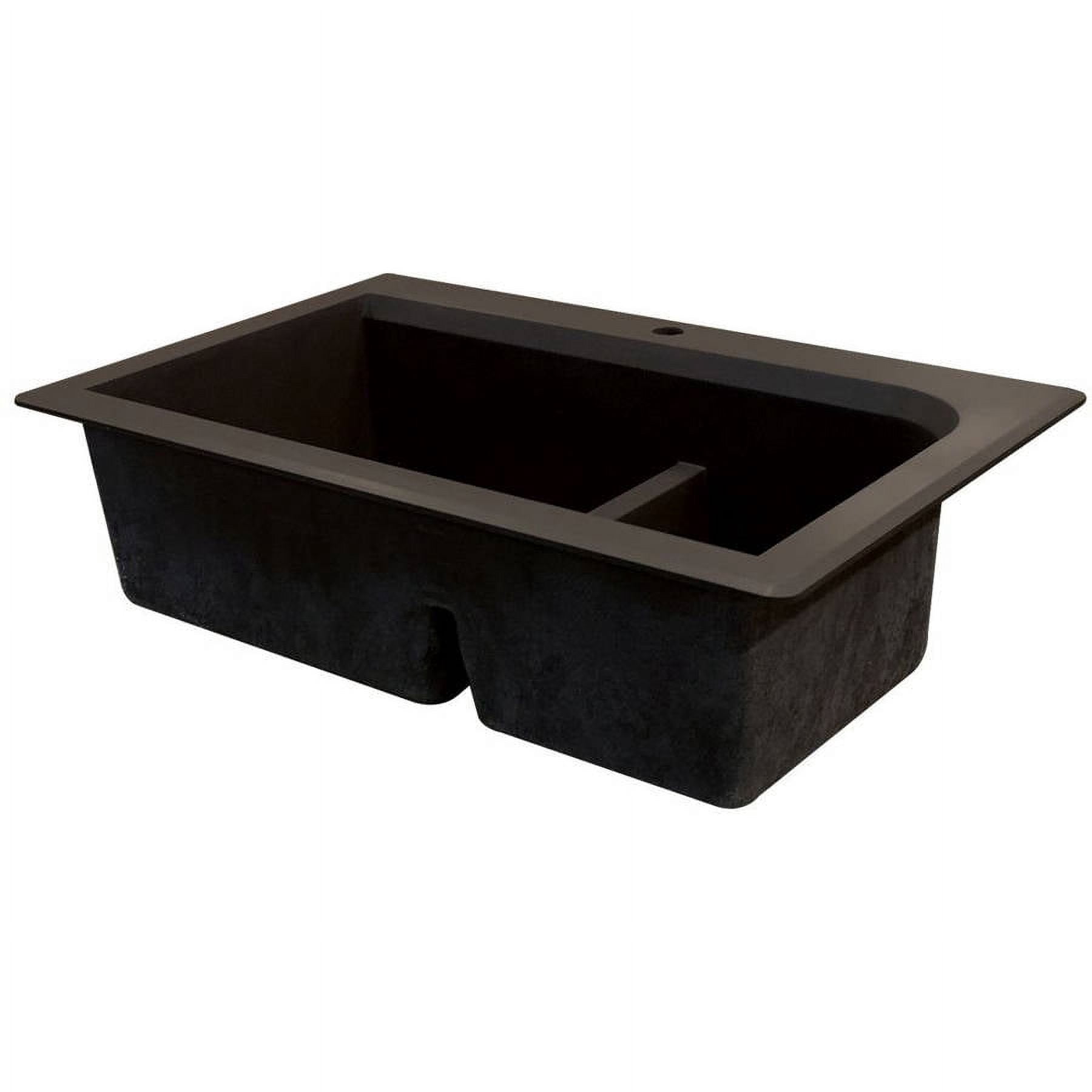 Transolid Radius 33in x 22in silQ Granite Drop-in Double Bowl Kitchen Sink with 3 CDF Faucet Holes, In Espresso