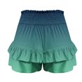 thumbnail image 4 of XuJwPNcy Shorts for Women Smocked High Waisted Ruffle Shorts Pleated Hem Summer Beach Vacation Pants, 4 of 5