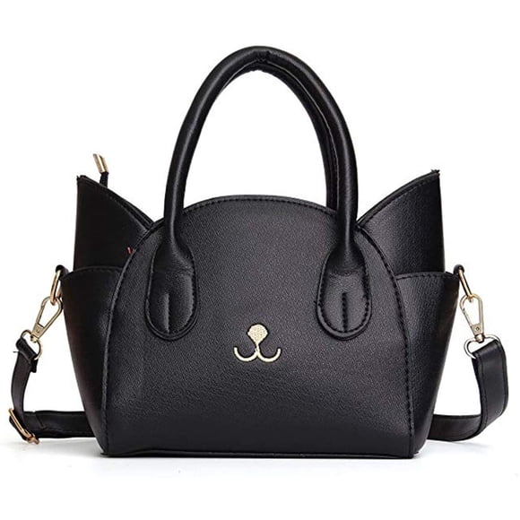 Women'S Fashion Top Handle Cute Cat Shoulder Bag Travel Shoulder Handbag Black