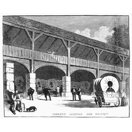 Virginia Furniture Mart South Tobacco Mart 1879 Na Tobacco Mart At Lynchburg Virginia Line Engraving 1879 Rolled Canvas Art - (24 x 36) ()