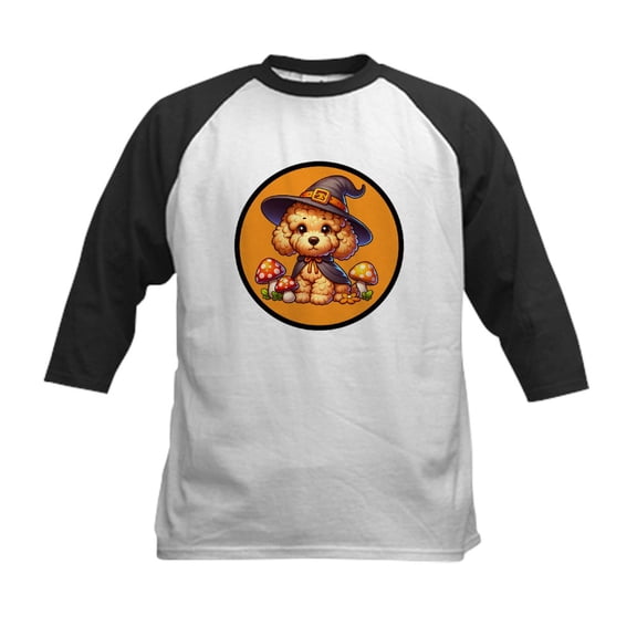CafePress - Halloween Goldendoodle Witch Kids Baseball T Shirt - Kids Cotton Baseball Jersey, 3/4 Sleeve Shirt