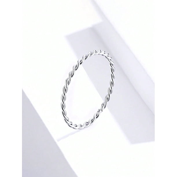 1Pc Versatile Real S925 Sterling Silver Designed Minimalist Two-Strand Twist Ring For Women Girls Dating Gift Fine Jewelry