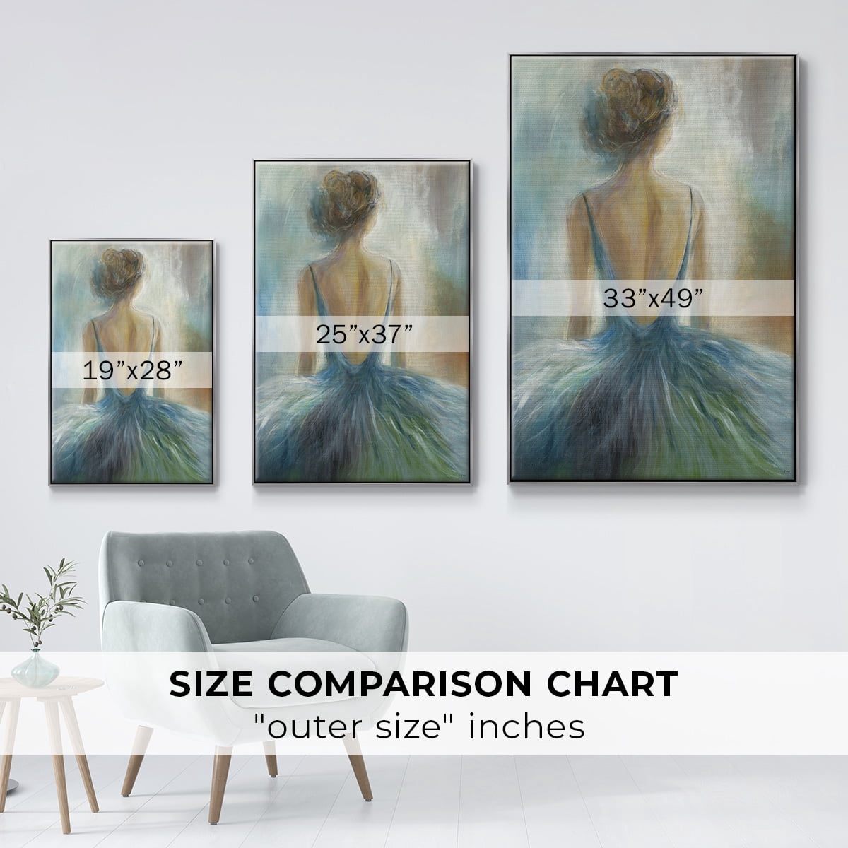 Lady in Blue Framed Premium Gallery Wrapped Canvas - Ready to Hang - 17 x 25 - Silver Floating Frame