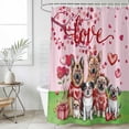 thumbnail image 6 of Valentine's Day Shower Curtain Set - Small 36" x 72" Washable Bathtub Curtain with 12 Hooks, Watercolor Funny Dogs Love Roses Spring Pink Waterproof Fabric Stall Shower Curtains for Bathroom Décor, 6 of 6