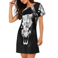 thumbnail image 2 of Haiem White Black Sheep skull Print Women’s Short-sleeved Nightdress – Comfortable and Loose-Fit Sleepwear, Soft Cotton Sleep Shirt for Relaxing, Casual Nightdress, 2 of 6