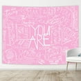 thumbnail image 4 of Quote You are Wall Tapestry, Inspirational Wall Art Positive Saying Wall Hanging White Tapestry for Teen Girl Bedroom Dorm - 51.2 x 59.1 Inches - Pink, 4 of 4