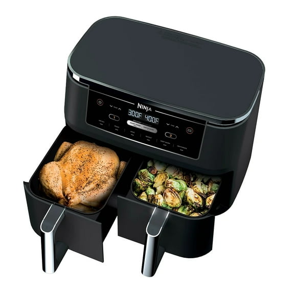 Restored Ninja, Air Fryer, Foodi 6-in-1 XL 2-Basket, with DualZone Technology, 1700 Watts, Non-Stick, Black