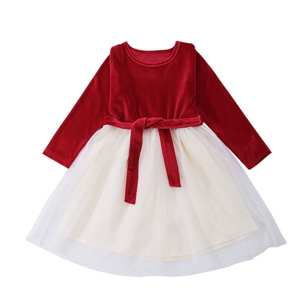 Lolmot Toddler Baby Girls Christmas Fashion Cute Solid Color Mesh Dress  Family Parent-child Wear Girls 