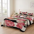 thumbnail image 2 of King Quilt Set 96''x106'', Flower Stripes Lightweight Bedspread Coverlet Set with 2 Pillow Shams, Black White Geometric Pink Rose Floral Breathable All Season Quilt Bedding for Bedroom/Guest Room, 2 of 9