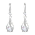 thumbnail image 2 of Momihoom Silver White Cubic Zirconia Earrings Dangling for Women Spiral Hanging Shaped Teardrop Earrings for Bridal or Gift, 2 of 6