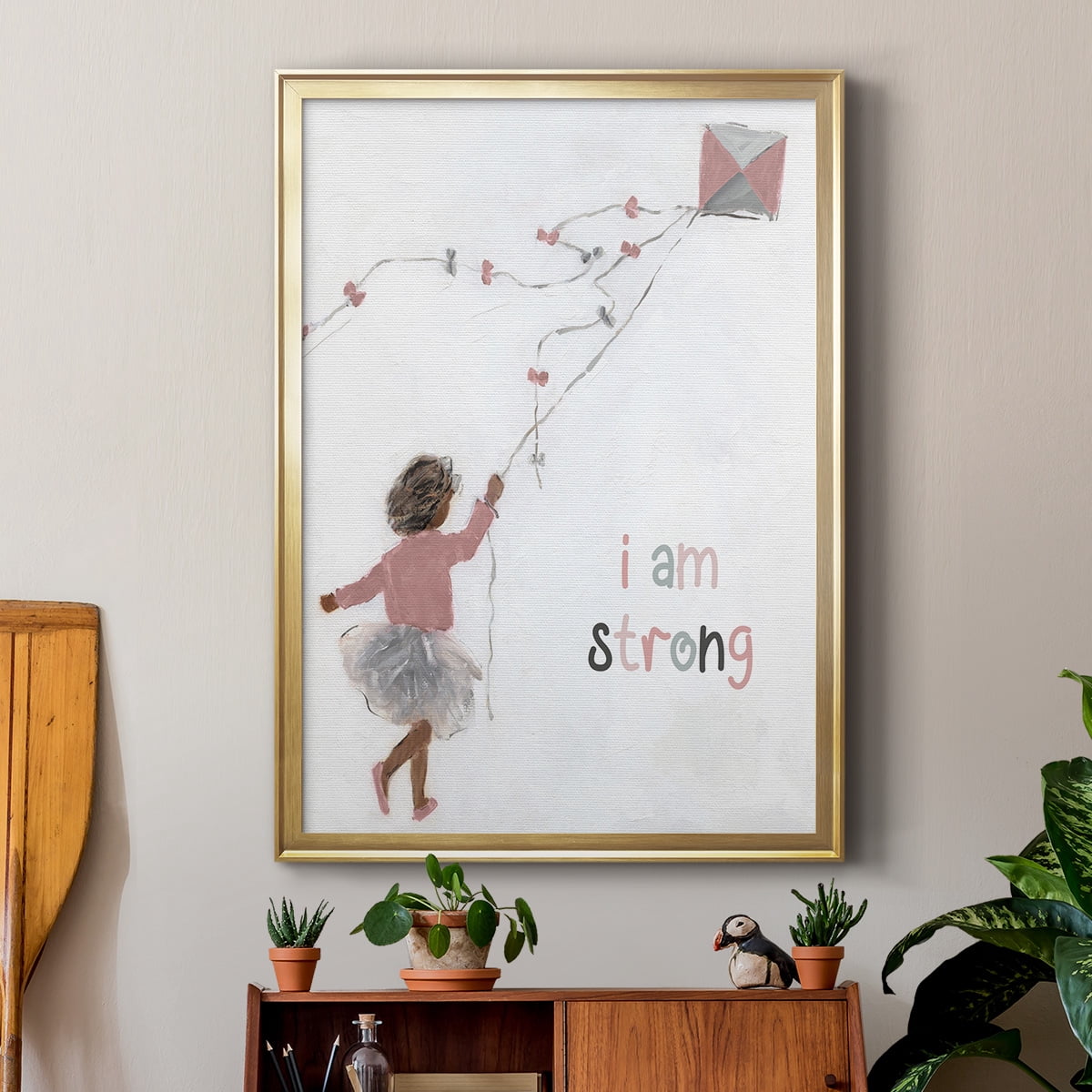 Girl Flying Kite Premium Framed Print - Ready to Hang